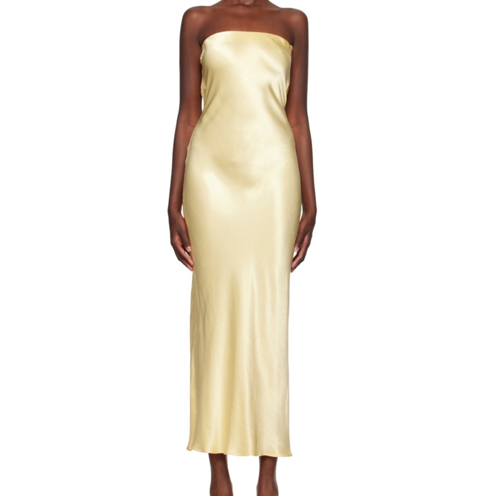 Yellow silk Maxi Dress (open back)